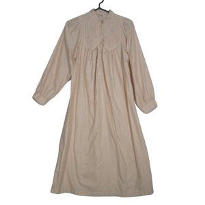 Barbizon Vintage Womens Granny Style Cream Night Gown, Warm, Long‎ Sleeves Small